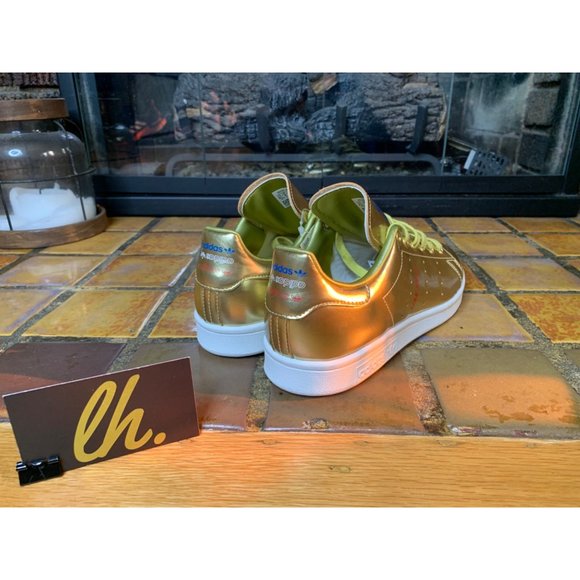 Mens 4.5 Adidas Originals Stan Smith Gold Leather Casual Sneakers FW5364 - Picture 6 of 8